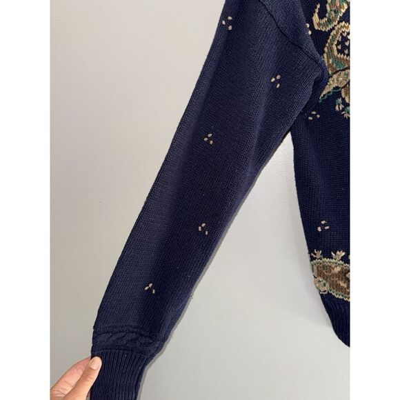 Vtg Herman Geist Embroidered Sweater Cardigan Cotton Linen Granny Cottage Medium - Picture 5 of 15